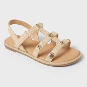 Toddler Girls Cat & Jack Kinsley Raffia Sandals Beige 5T New With Tags